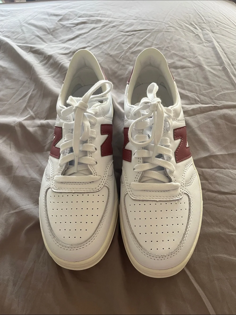 New Balance White Sneakers with Red Logo Accent NEVER BEEN WORN!!